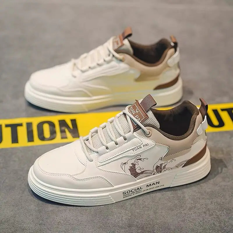 Men Casual Sneakers PU Leather Quality Breathable Comfortable Outdoor Footwear