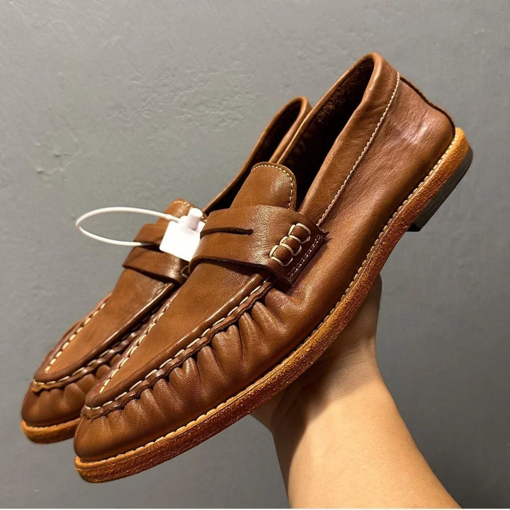 High-end leather shoes with suede uppers - men's streetwear leather boat shoes