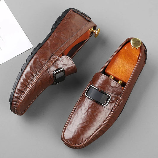Spring Autumn Men's Soft Sole Loafers Classic Male Casual Leather Shoes