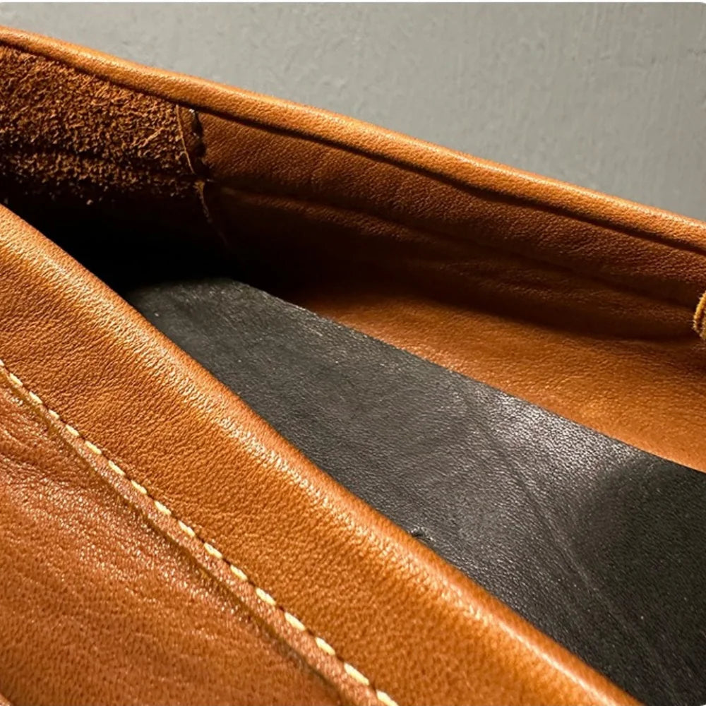 High-end leather shoes with suede uppers - men's streetwear leather boat shoes