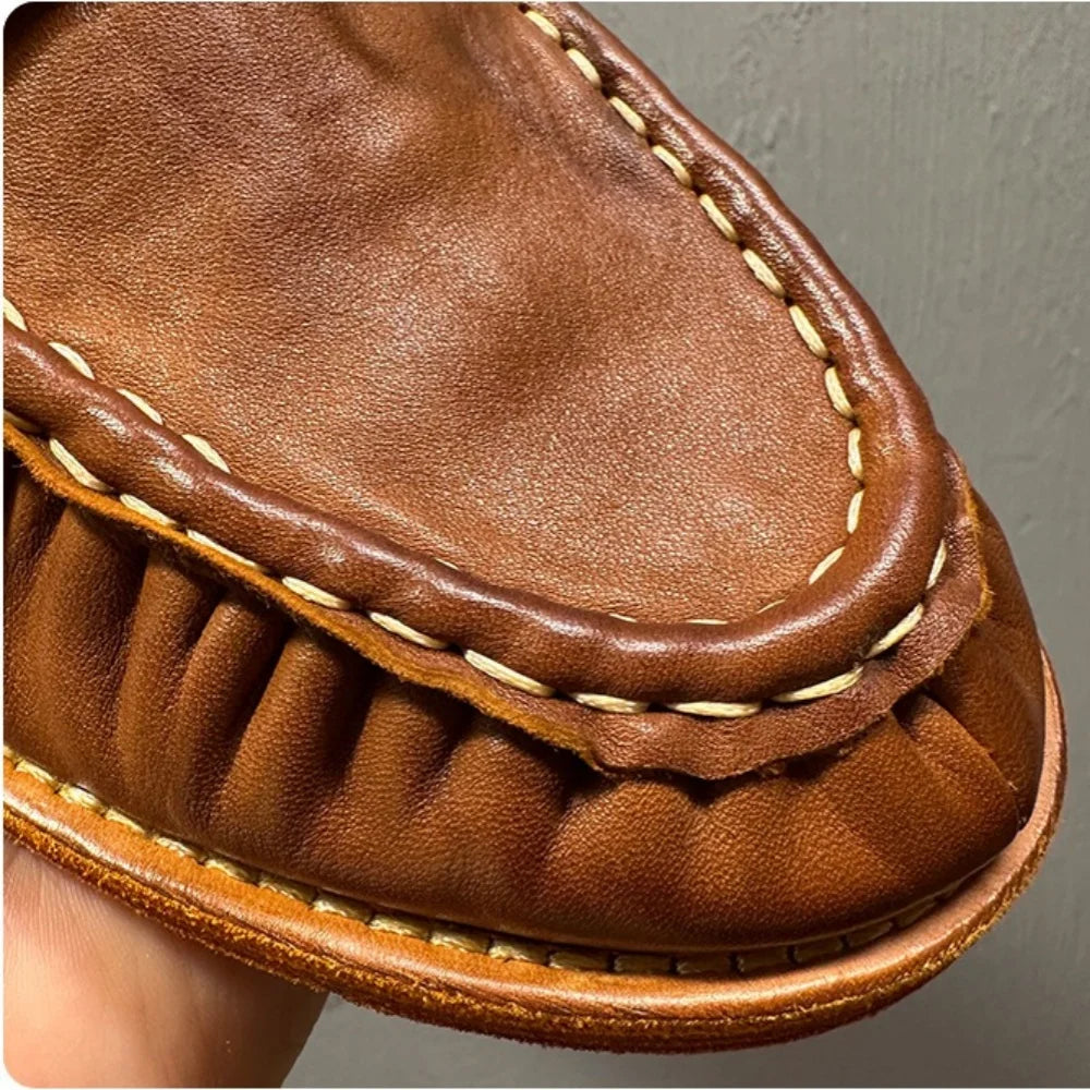 High-end leather shoes with suede uppers - men's streetwear leather boat shoes