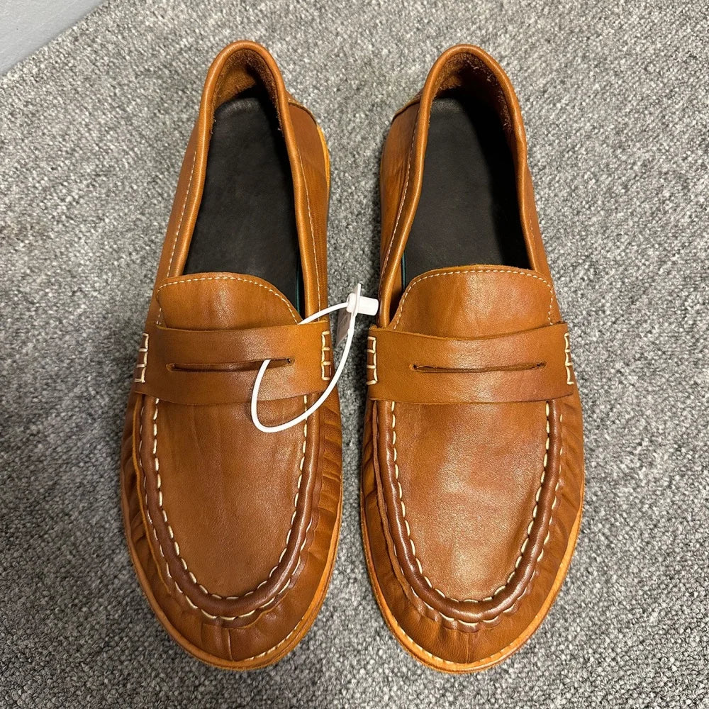 High-end leather shoes with suede uppers - men's streetwear leather boat shoes