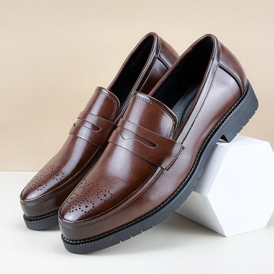 Men's Formal Leather Shoes British Style Oxford Loafers Round Toe Breathable