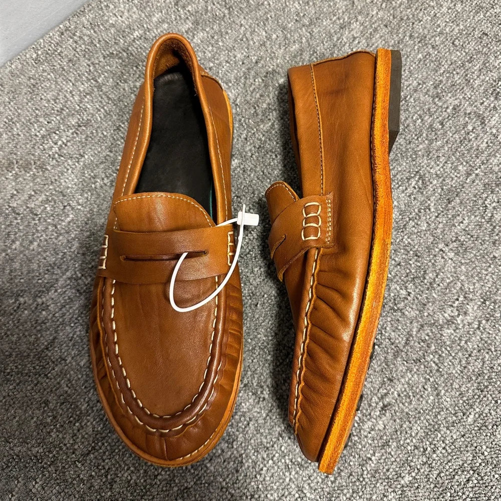 High-end leather shoes with suede uppers - men's streetwear leather boat shoes